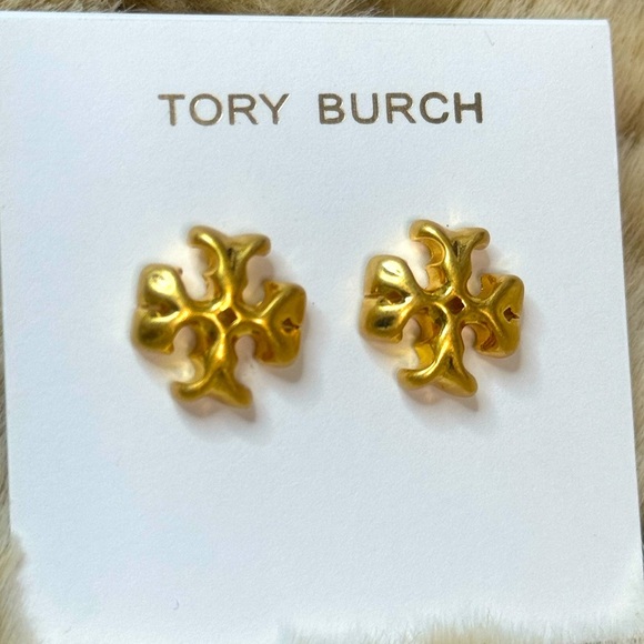 Tory Burch Gold Emblem Earrings - Picture 1 of 5
